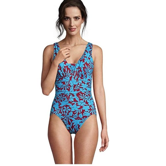 NWT Lands End Women Slender Grecian One Piece Bathing Suit Size 18P $160 FF223 - Picture 1 of 2